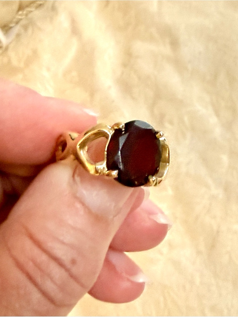 Gold Ring with Red Wine Garnet Oval Stone